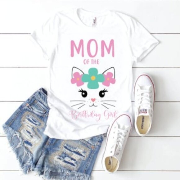Cat Birthday Shirt, Mom of Cat Girl Birthday Shirt - Picture 1 of 4